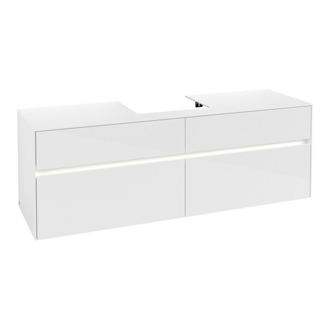 V&B Waschtischunterschrank Collaro 160x54,8x50cm, WT mi, LED 12W, glo wh.