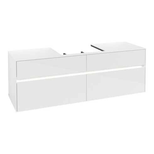 V&B Waschtischunterschrank Collaro 160x54,8x50cm, WT mi, LED 12W, glo wh.