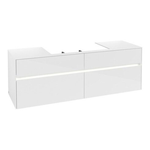 V&B Waschtischunterschrank Collaro 160x54,8x50cm, WT mi, LED 12W, glo wh.
