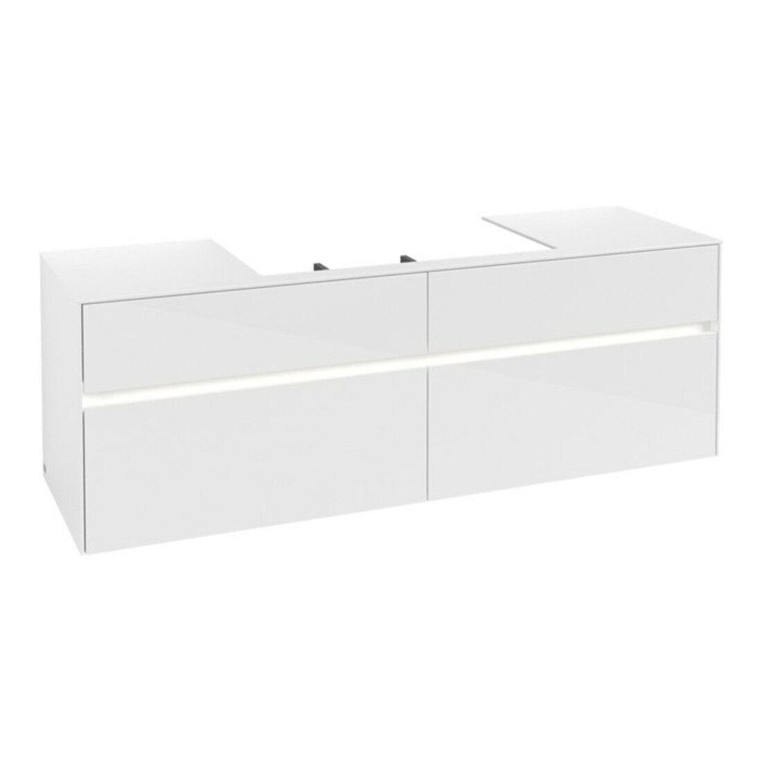 V&B Waschtischunterschrank Collaro 160x54,8x50cm, WT mi, LED 12W, glo wh.