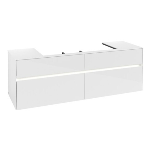 V&B Waschtischunterschrank Collaro 160x54,8x50cm, WT mi, LED 12W, glo wh.