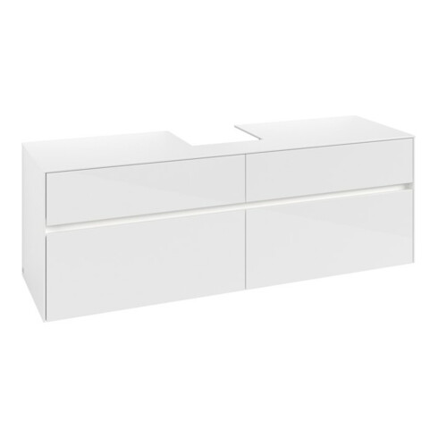 V&B Waschtischunterschrank Collaro 160x54,8x50cm, WT mi, LED 12W, glo wh.
