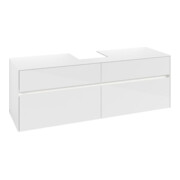 V&B Waschtischunterschrank Collaro 160x54,8x50cm, WT mi, LED 12W, glo wh.