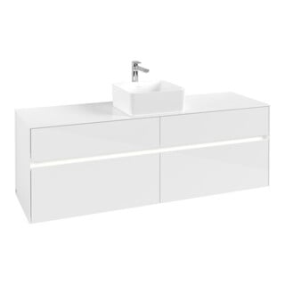 V&B Waschtischunterschrank Collaro 160x54,8x50cm, WT mi, LED 12W, glo wh.