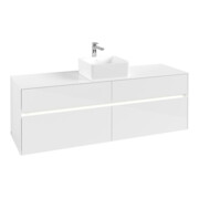 V&B Waschtischunterschrank Collaro 160x54,8x50cm, WT mi, LED 12W, glo wh.