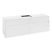 V&B Waschtischunterschrank Collaro 160x54,8x50cm, WT mi, LED 12W, glo wh.