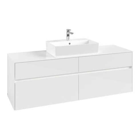 V&B Waschtischunterschrank Collaro 160x54,8x50cm, WT mi, LED 12W, glo wh.