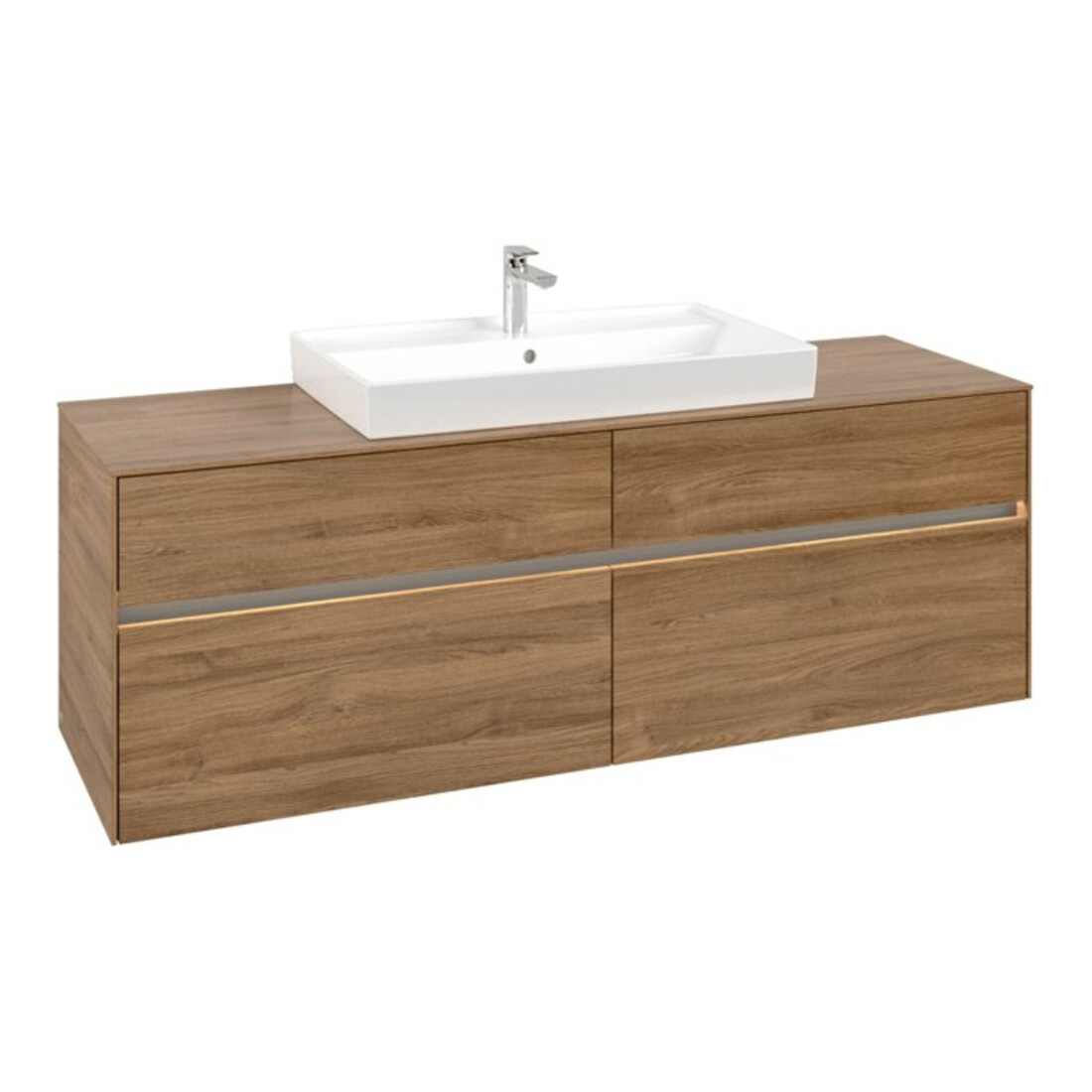 V&B Waschtischunterschrank Collaro 160x54,8x50cm, WT mi, LED 12W, Kan Oa