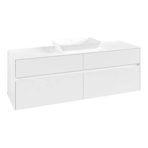 V&B Waschtischunterschrank Collaro 160x54,8x50cm, WT mi, LED 12W, wh. ma