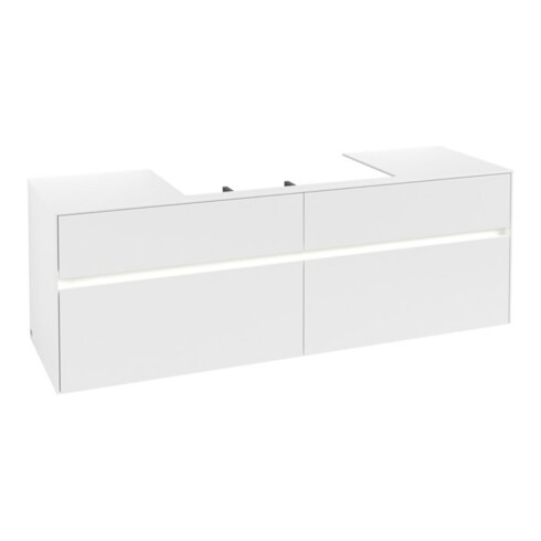 V&B Waschtischunterschrank Collaro 160x54,8x50cm, WT mi, LED 12W, wh. ma