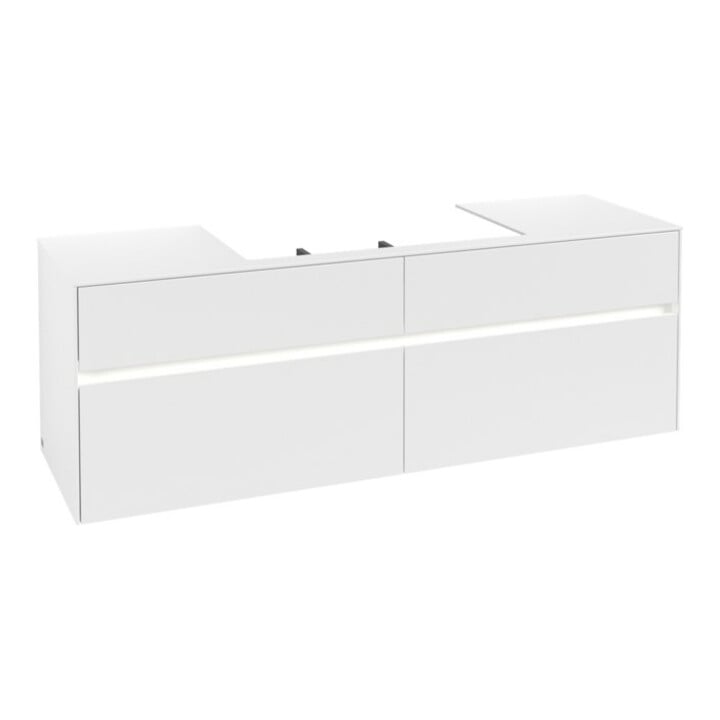 V&B Waschtischunterschrank Collaro 160x54,8x50cm, WT mi, LED 12W, wh. ma