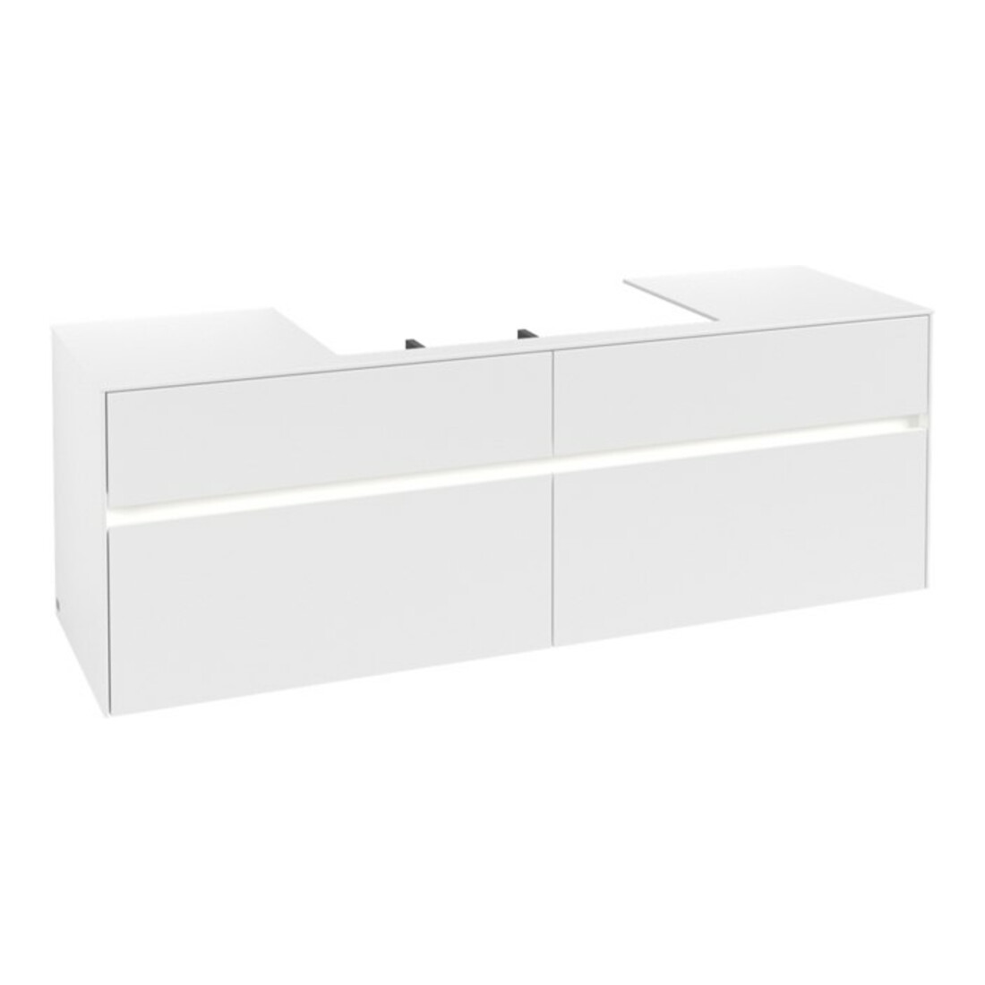 V&B Waschtischunterschrank Collaro 160x54,8x50cm, WT mi, LED 12W, wh. ma