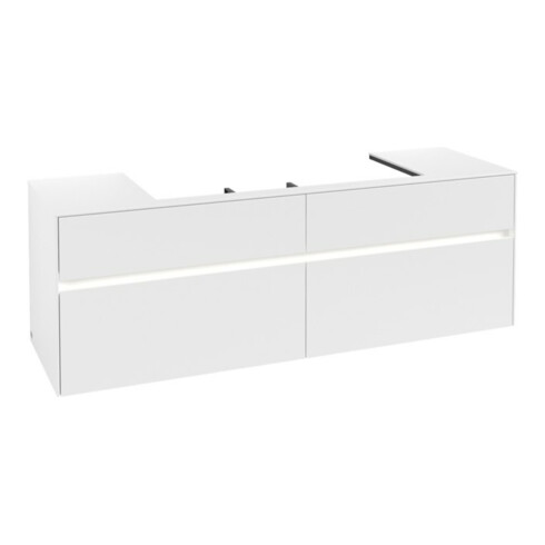 V&B Waschtischunterschrank Collaro 160x54,8x50cm, WT mi, LED 12W, wh. ma