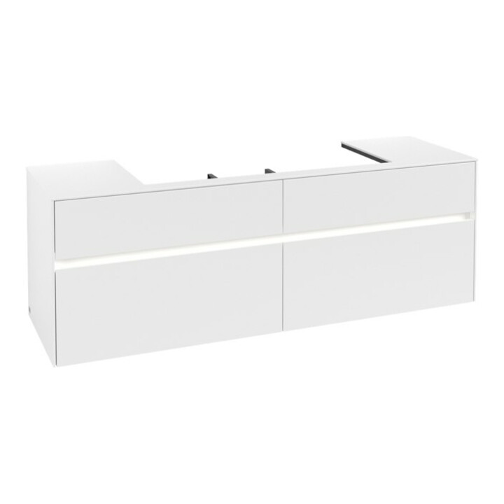 V&B Waschtischunterschrank Collaro 160x54,8x50cm, WT mi, LED 12W, wh. ma