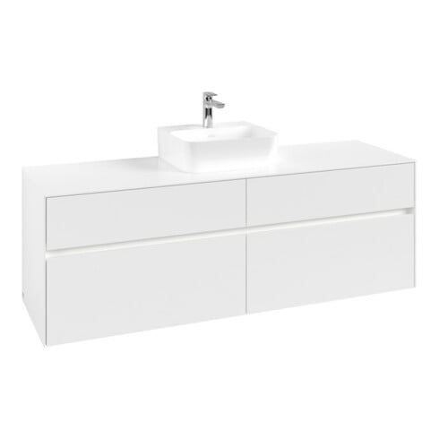 V&B Waschtischunterschrank Collaro 160x54,8x50cm, WT mi, LED 12W, wh. ma