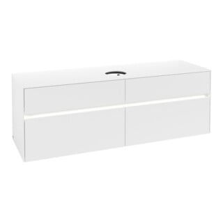 V&B Waschtischunterschrank Collaro 160x54,8x50cm, WT mi, LED 12W, wh. ma