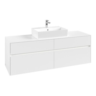 V&B Waschtischunterschrank Collaro 160x54,8x50cm, WT mi, LED 12W, wh. ma