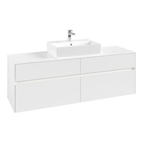 V&B Waschtischunterschrank Collaro 160x54,8x50cm, WT mi, LED 12W, wh. ma