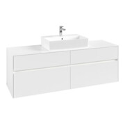 V&B Waschtischunterschrank Collaro 160x54,8x50cm, WT mi, LED 12W, wh. ma