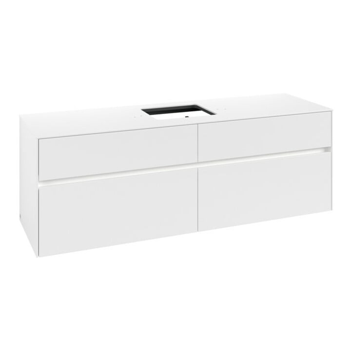 V&B Waschtischunterschrank Collaro 160x54,8x50cm, WT mi, LED 12W, wh. ma