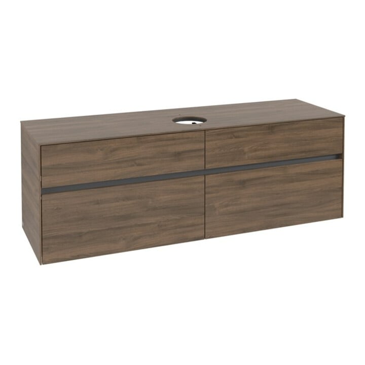 V&B Waschtischunterschrank Collaro 160x54,8x50cm, WT mittig, Arizona Oak