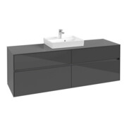 V&B Waschtischunterschrank Collaro 160x54,8x50cm, WT mittig, glossy grey-3