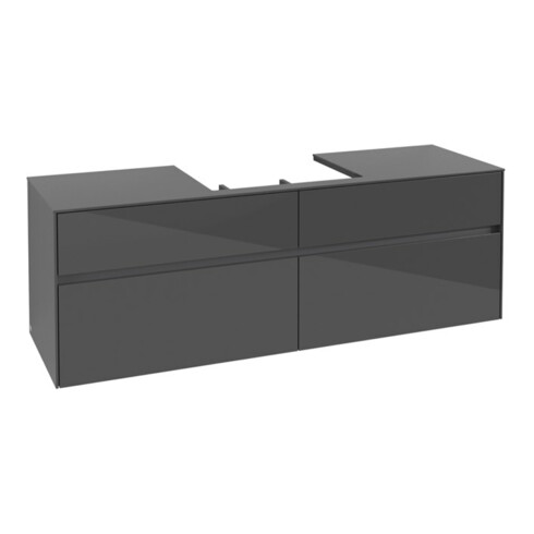 V&B Waschtischunterschrank Collaro 160x54,8x50cm, WT mittig, glossy grey