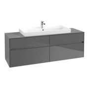 V&B Waschtischunterschrank Collaro 160x54,8x50cm, WT mittig, glossy grey