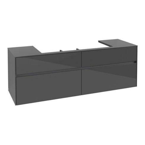 V&B Waschtischunterschrank Collaro 160x54,8x50cm, WT mittig, glossy grey