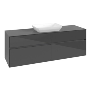 V&B Waschtischunterschrank Collaro 160x54,8x50cm, WT mittig, glossy grey