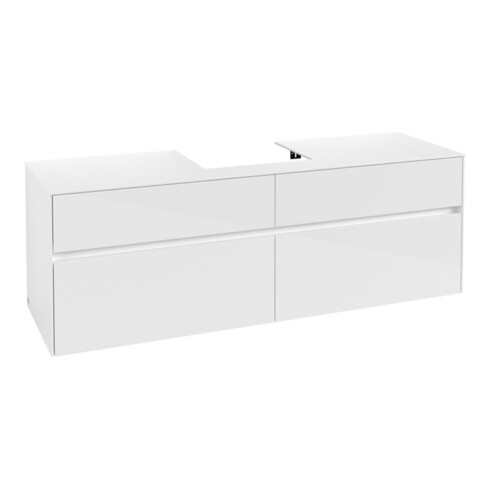 V&B Waschtischunterschrank Collaro 160x54,8x50cm, WT mittig, glossy white