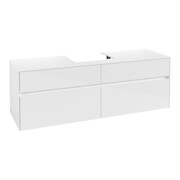 V&B Waschtischunterschrank Collaro 160x54,8x50cm, WT mittig, glossy white
