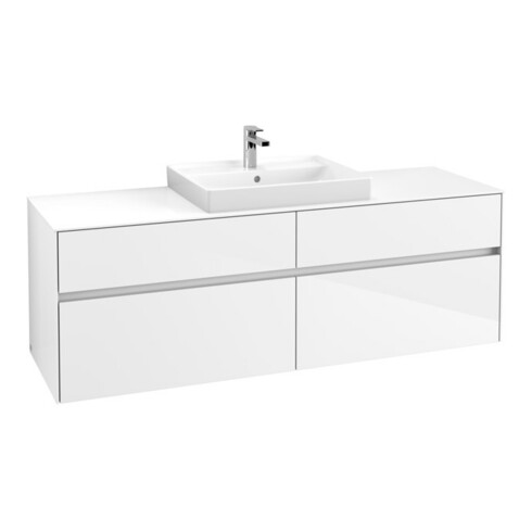 V&B Waschtischunterschrank Collaro 160x54,8x50cm, WT mittig, glossy white