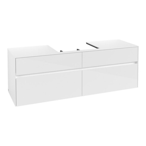 V&B Waschtischunterschrank Collaro 160x54,8x50cm, WT mittig, glossy white