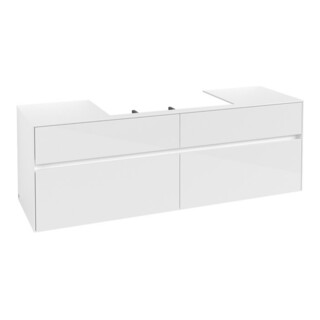 V&B Waschtischunterschrank Collaro 160x54,8x50cm, WT mittig, glossy white