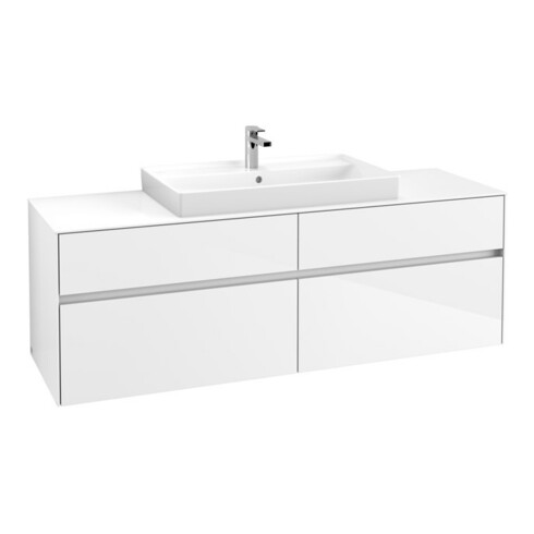 V&B Waschtischunterschrank Collaro 160x54,8x50cm, WT mittig, glossy white