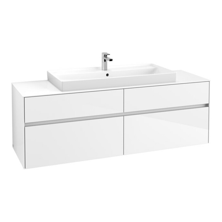 V&B Waschtischunterschrank Collaro 160x54,8x50cm, WT mittig, glossy white