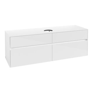 V&B Waschtischunterschrank Collaro 160x54,8x50cm, WT mittig, Glossy White