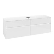 V&B Waschtischunterschrank Collaro 160x54,8x50cm, WT mittig, Glossy White