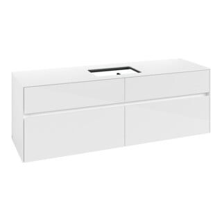 V&B Waschtischunterschrank Collaro 160x54,8x50cm, WT mittig, glossy white