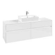 V&B Waschtischunterschrank Collaro 160x54,8x50cm, WT mittig, glossy white