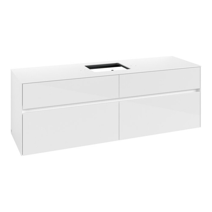 V&B Waschtischunterschrank Collaro 160x54,8x50cm, WT mittig, glossy white