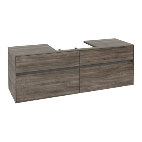 V&B Waschtischunterschrank Collaro 160x54,8x50cm, WT mittig, stone oak