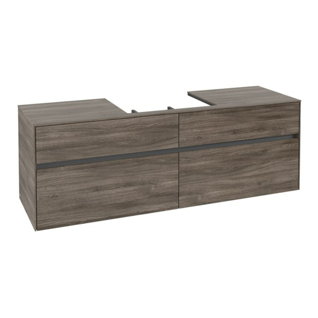 V&B Waschtischunterschrank Collaro 160x54,8x50cm, WT mittig, stone oak