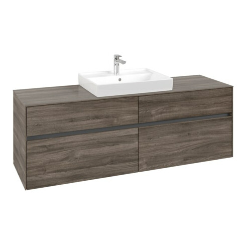 V&B Waschtischunterschrank Collaro 160x54,8x50cm, WT mittig, stone oak