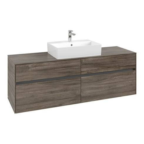 V&B Waschtischunterschrank Collaro 160x54,8x50cm, WT mittig, stone oak