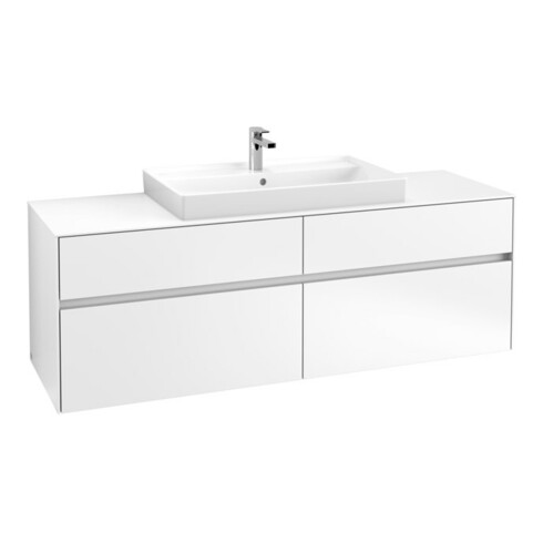 V&B Waschtischunterschrank Collaro 160x54,8x50cm, WT mittig, white matt