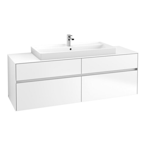 V&B Waschtischunterschrank Collaro 160x54,8x50cm, WT mittig, white matt
