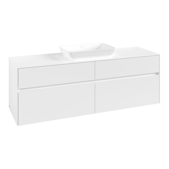 V&B Waschtischunterschrank Collaro 160x54,8x50cm, WT mittig, white matt