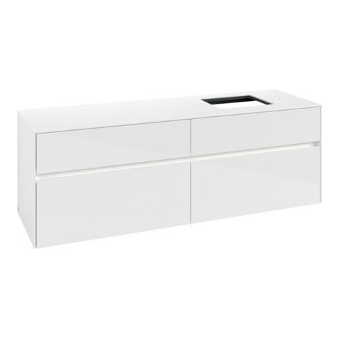 V&B Waschtischunterschrank Collaro 160x54,8x50cm, WT r, LED 12W, glo wh.